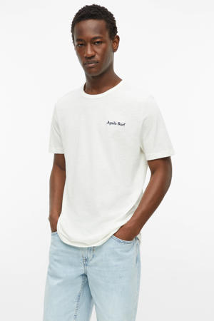 regular fit T-shirt met print - ecru