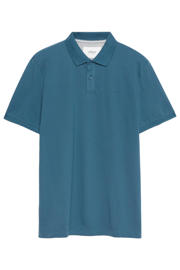 thumbnail: Blauwe heren s.Oliver regular polo van katoen met effen, korte mouwen, knoopsluiting en pique
