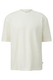 thumbnail: Witte heren s.Oliver regular T-shirt van katoen met effen, korte mouwen en ronde hals