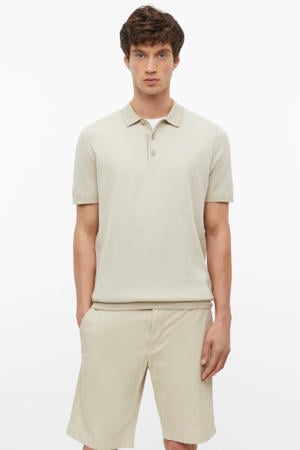regular polo met textuur beige