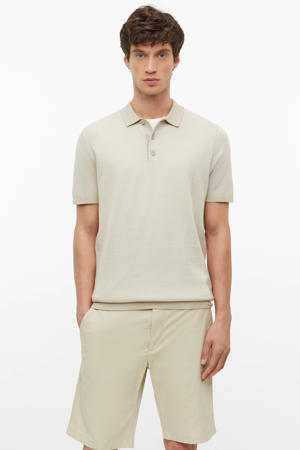 regular polo met textuur beige