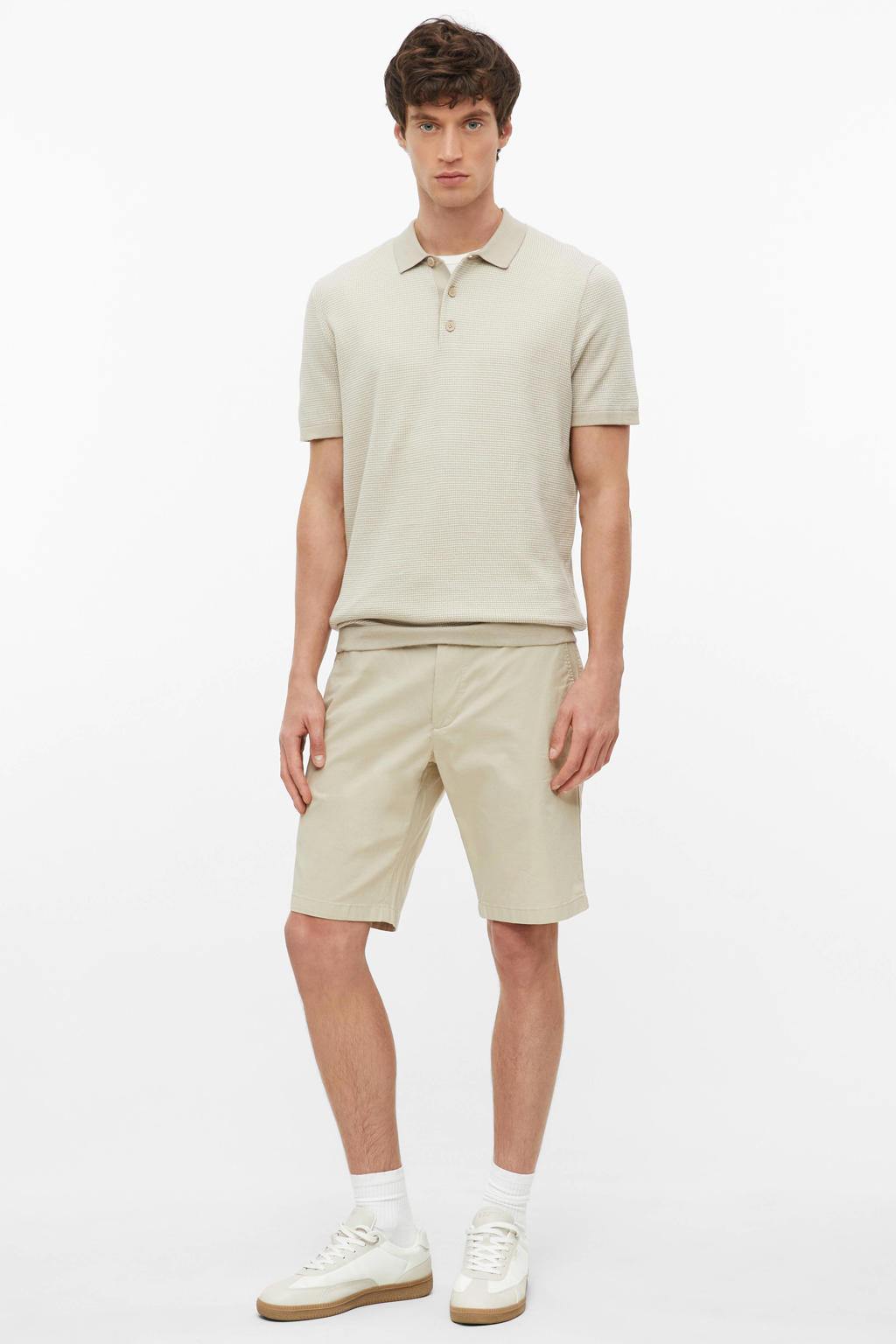 s.Oliver regular polo met textuur beige