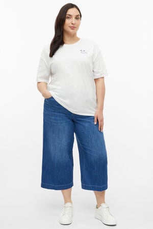 high waist wide leg jeans medium blue denim