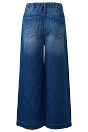 thumbnail: Medium blue denim dames s.Oliver Curve high waist wide leg jeans van denim met rits- en knoopsluiting en effen