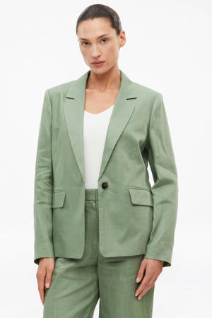 regular blazer met linnen lichtgroen