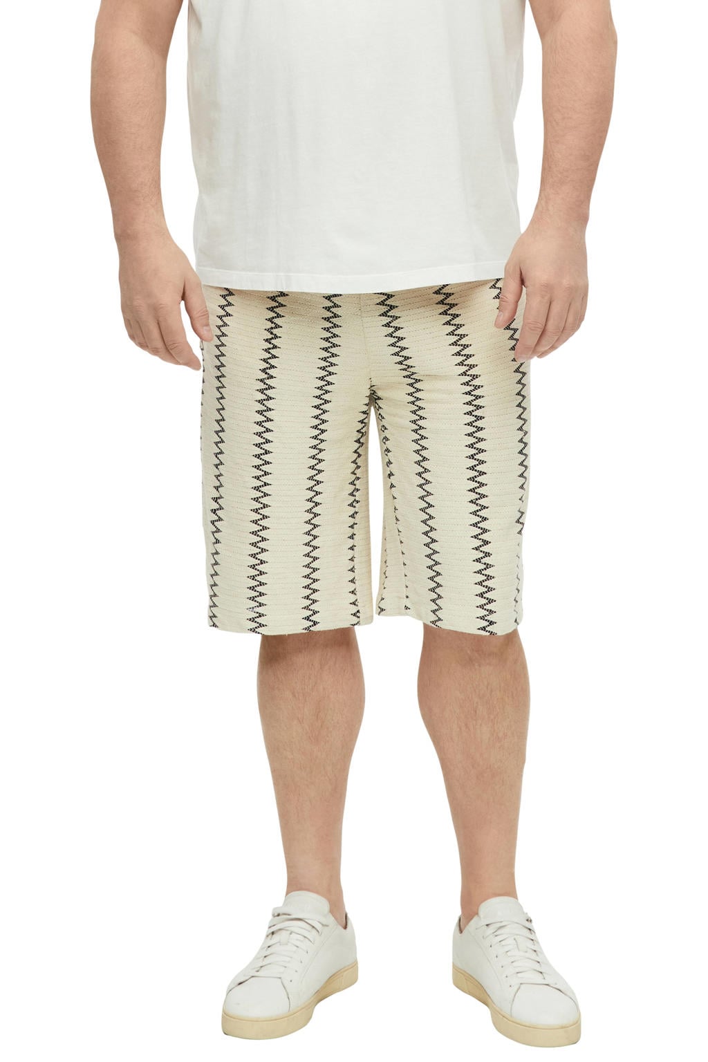 s.Oliver Big Size regular fit korte broek met print - beige