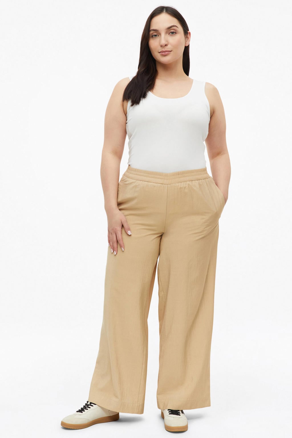 s.Oliver Curve high waist broek beige