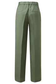 thumbnail: Groene dames s.Oliver BLACK LABEL straight high waist broek van linnen met rits- en knoopsluiting en effen