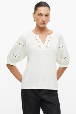 relaxed fit top met tuniekhals - wit