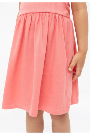 korte jurk rib gebreid roze