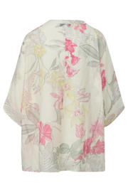 thumbnail: comma gebloemde kimonoblouse ecru/roze