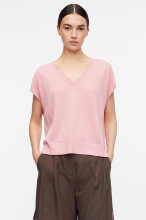 top met linnen roze
