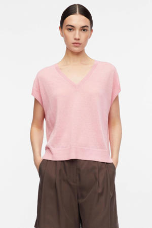 top met linnen roze