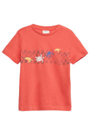 thumbnail: Koraalrode jongens s.Oliver T-shirt van katoen met printopdruk, korte mouwen en ronde hals