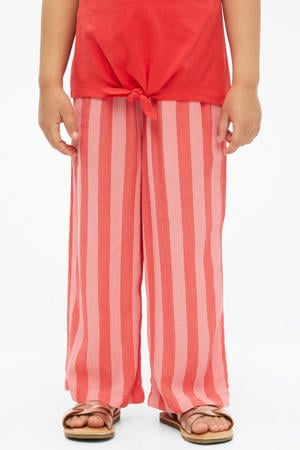 wide leg high waist gestreepte casual broek roze