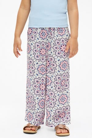 wide leg high waist casual broek ecru