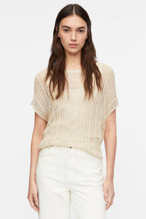 relaxed fit top met open breisel - ecru
