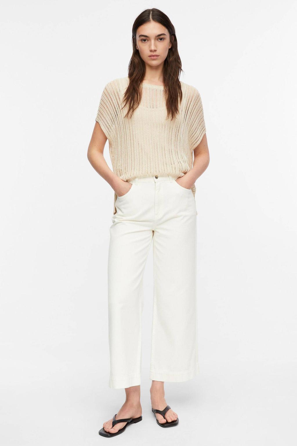 comma relaxed fit top met open breisel - ecru