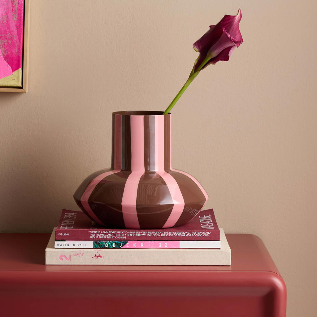 NOUS Living vaas Hilde 20x25,5 cm - roodbruin/roze