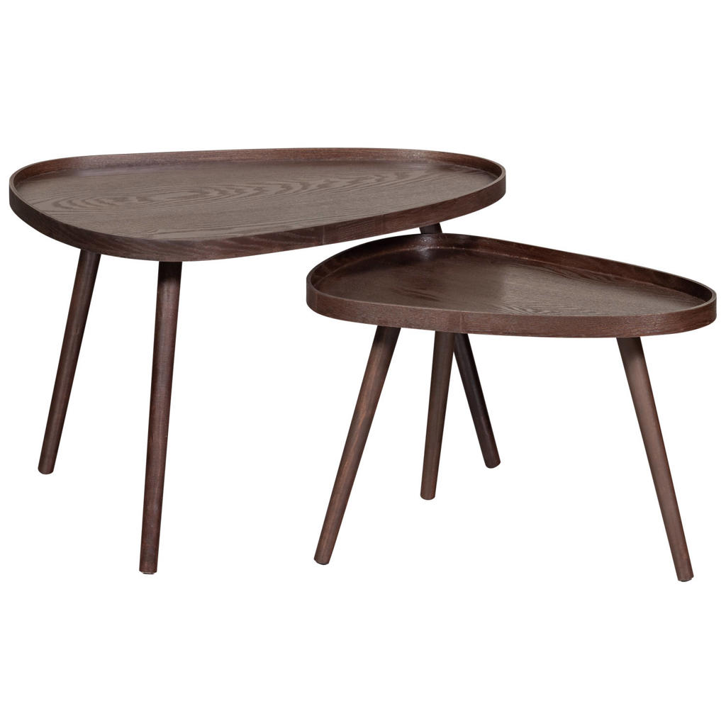 WOOOD WOOOD Nissa Bijzettafels - Walnoot - Set van 2 - 39x71x52
