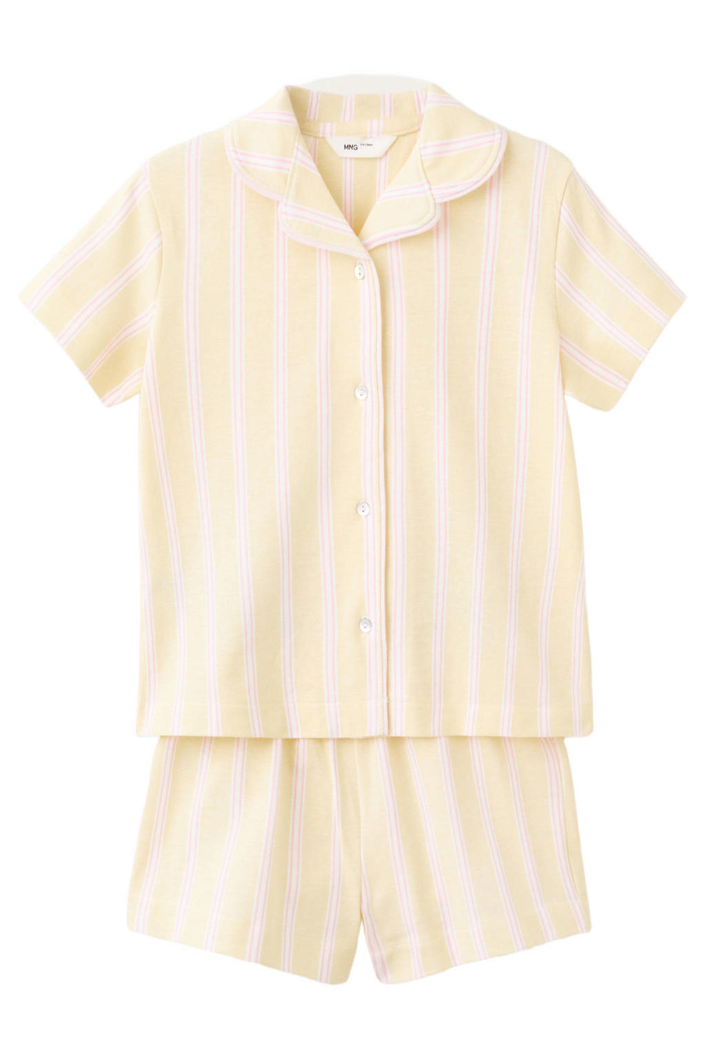 Mango Kids katoenen gestreepte shortama - lichtgeel