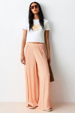 wide leg casual broek oranje