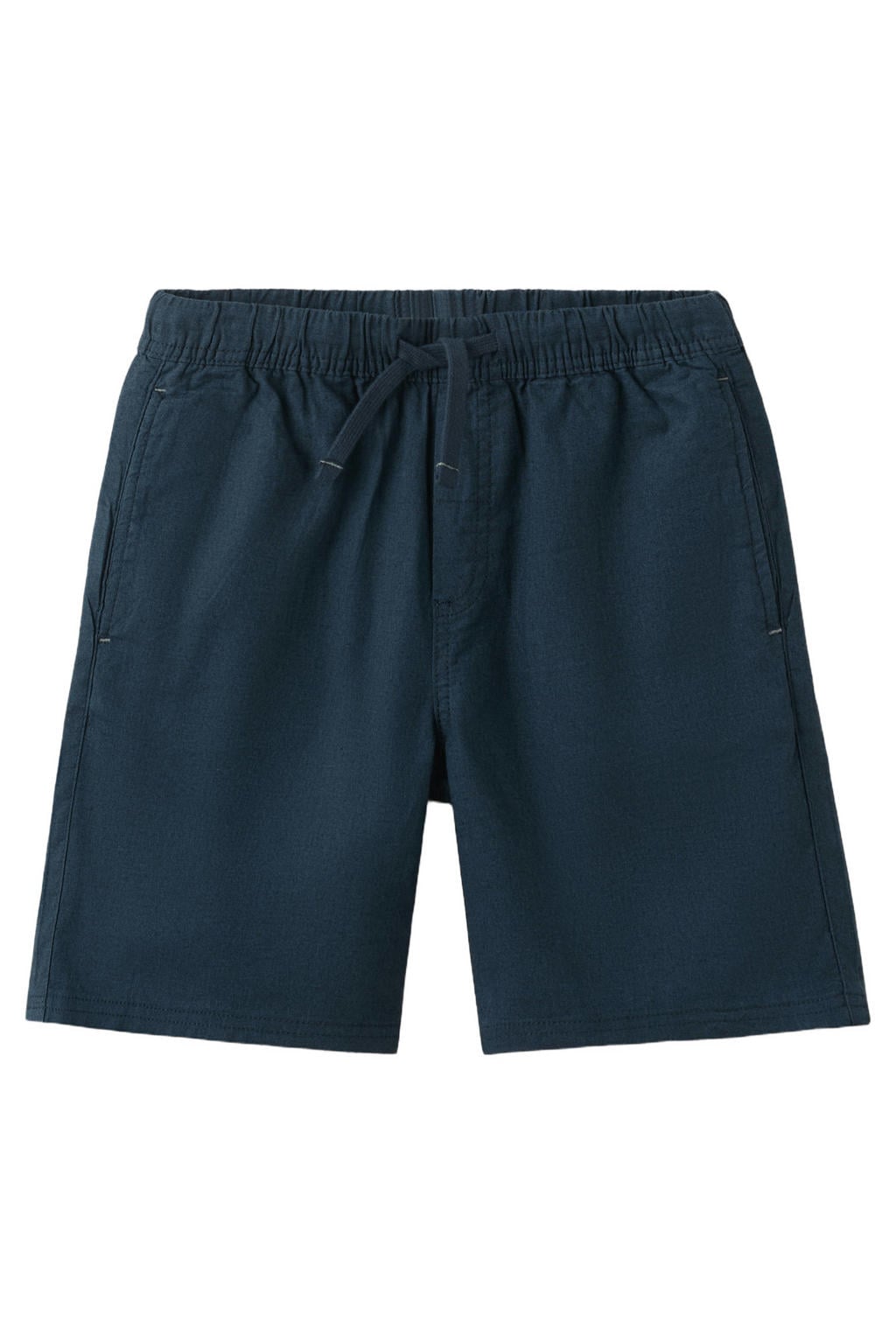 Donkerblauwe jongens Mango Kids casual short van katoen met elastische tailleband met koord en effen