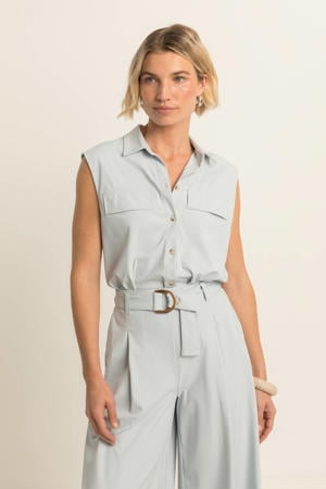 travelstof blouse lichtblauw