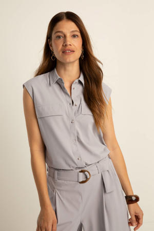 travelstof blouse lichtgrijs