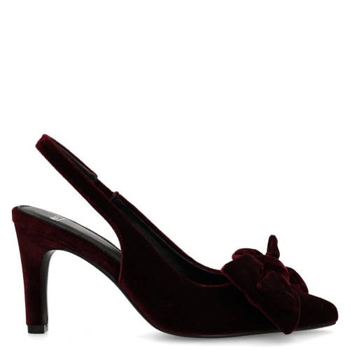 Manfield fluwelen slingback pumps met hak bordeaux