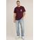 Kultivate regular fit T-shirt met backprint en borduursels - donkerrood