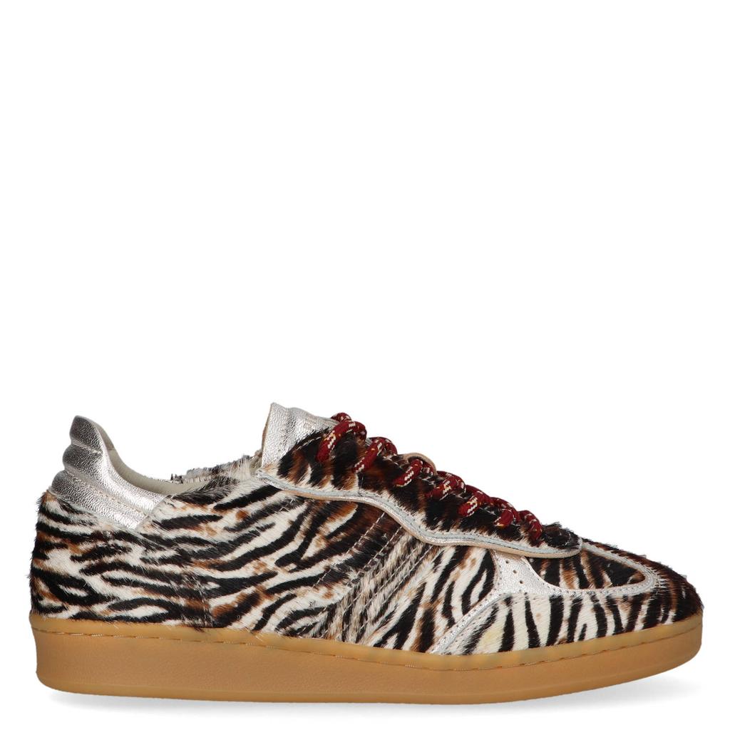 Wit en zwarte dames Piedi Nudi Imola leren sneakers - met veters en panterprint
