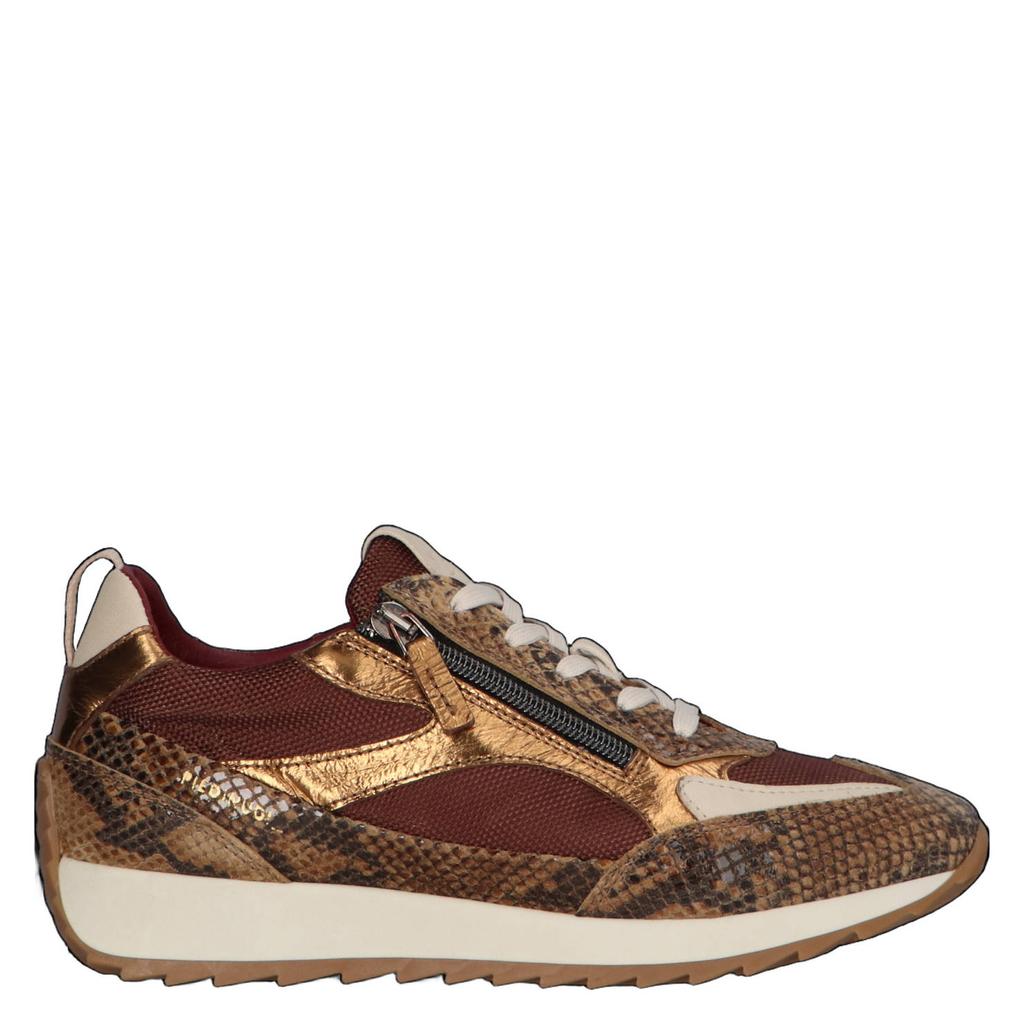 Bruine dames Piedi Nudi Hera leren sneakers - van 70% leer / 30% mesh met rits- en vetersluiting