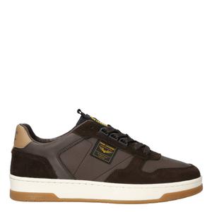leren sneakers met logo - bruin