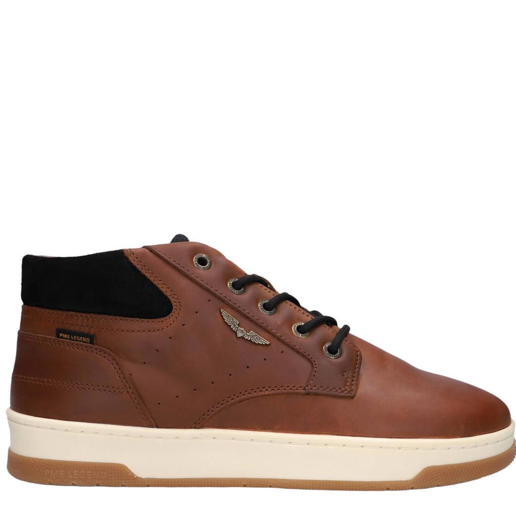 Bruin en zwarte heren PME Legend van 80% leer / 10% suède / 10% textiel met veters