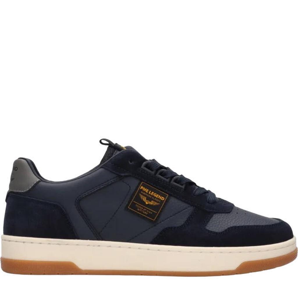 Blauwe heren PME Legend leren sneakers met logo -