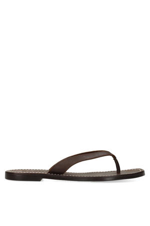 leren teenslippers bruin