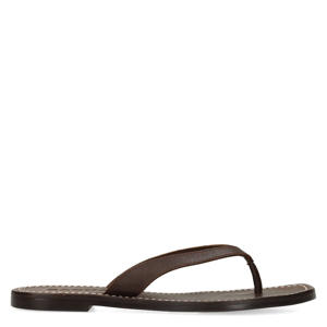 leren teenslippers bruin