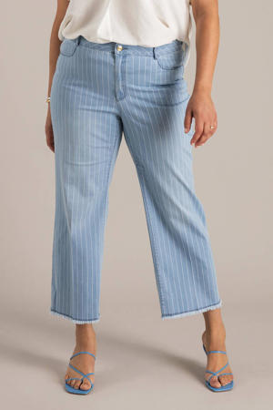 high waist gestreepte bootcut jeans light blue denim