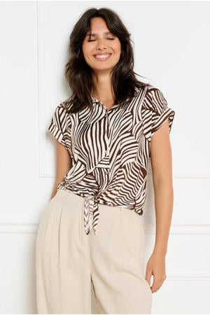 top met dierenprint bruin