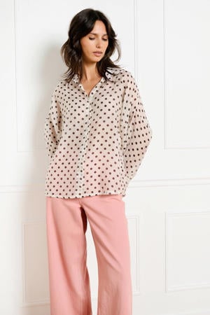 blouse met stippen ecru