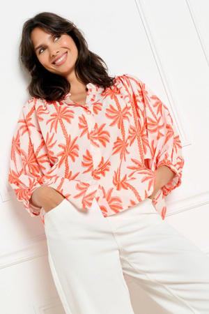 gebloemde blouse oranje