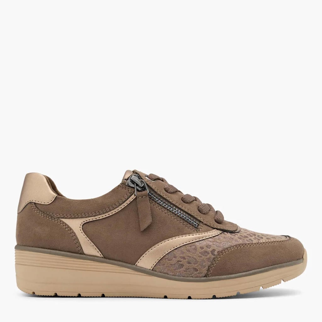 Easy Street suèdelook veterschoenen met sleehak - taupe