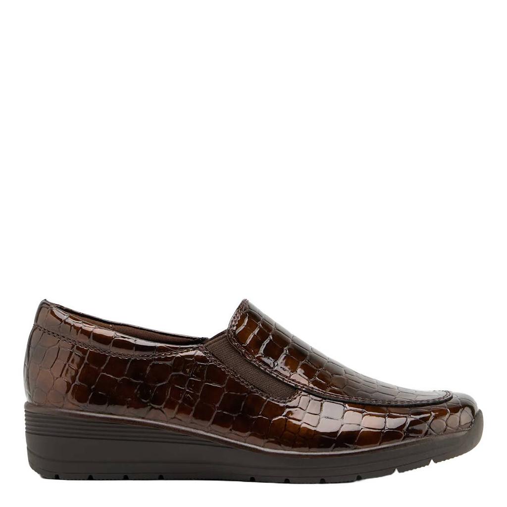 Bruine dames Easy Street lakleren instappers met sleehak en -