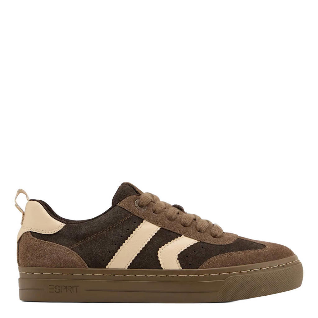 Bruine dames ESPRIT imitatieleren sneakers - met veters