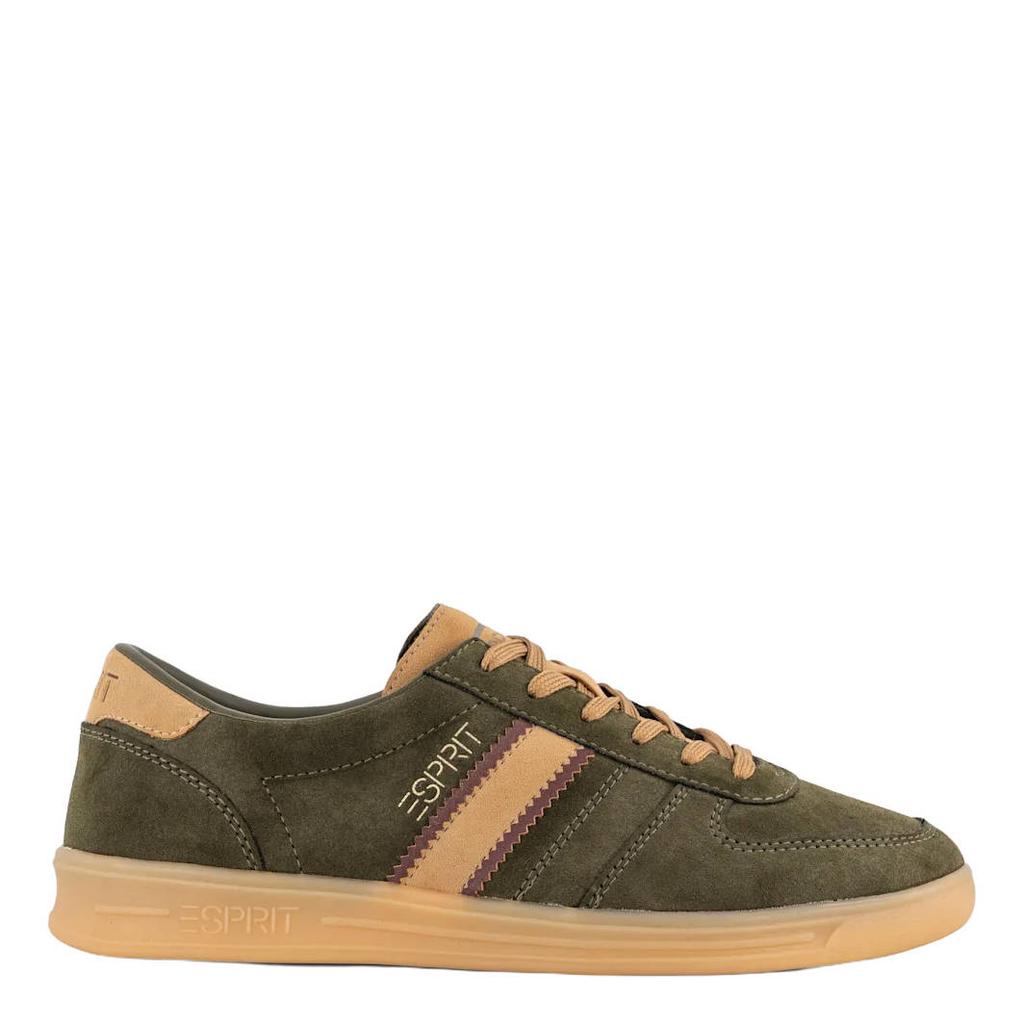 Kakikleurige dames ESPRIT suèdelook sneakers - met veters