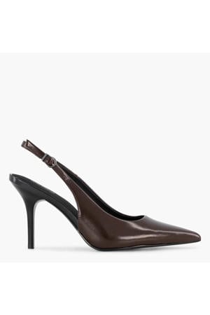 imitatieleren slingback pumps met naaldhak - bruin