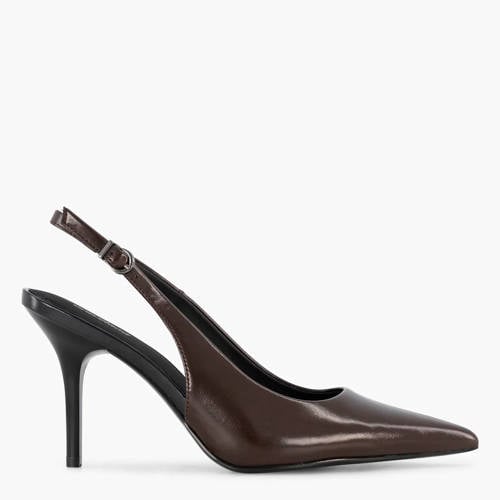 Graceland imitatieleren slingback pumps met naaldhak bruin