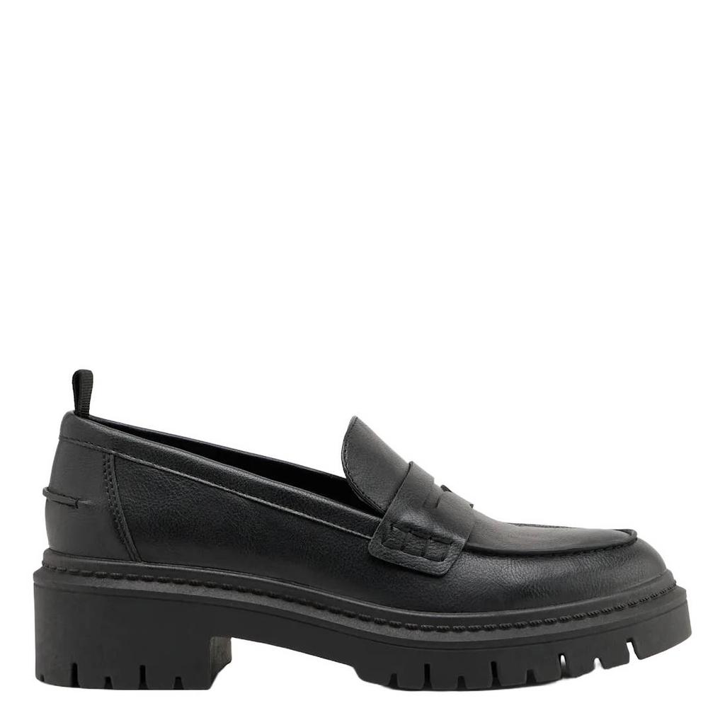 Zwarte dames Graceland imitatieleren loafers met profielzool -