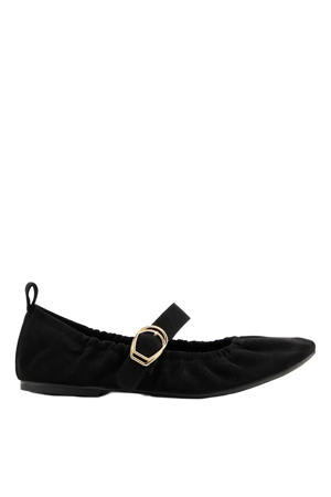 suèdelook ballerina's - zwart